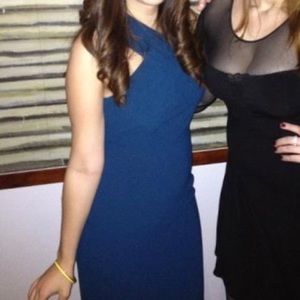 Blue one-shoulder Tory Burch Cocktail Dress, Sz 2